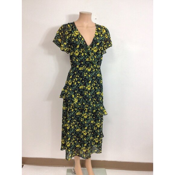 All in Favor Floral Maxi Dress Tiered Ruffle Womens Large - Picture 4 of 9